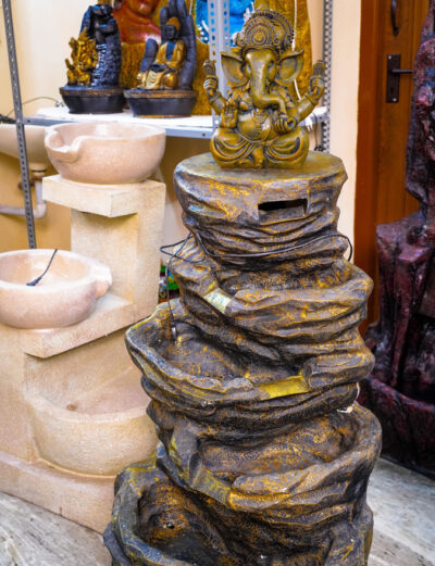 Black Antique Spiral Ganesha Water Fountain